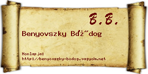 Benyovszky Bódog névjegykártya